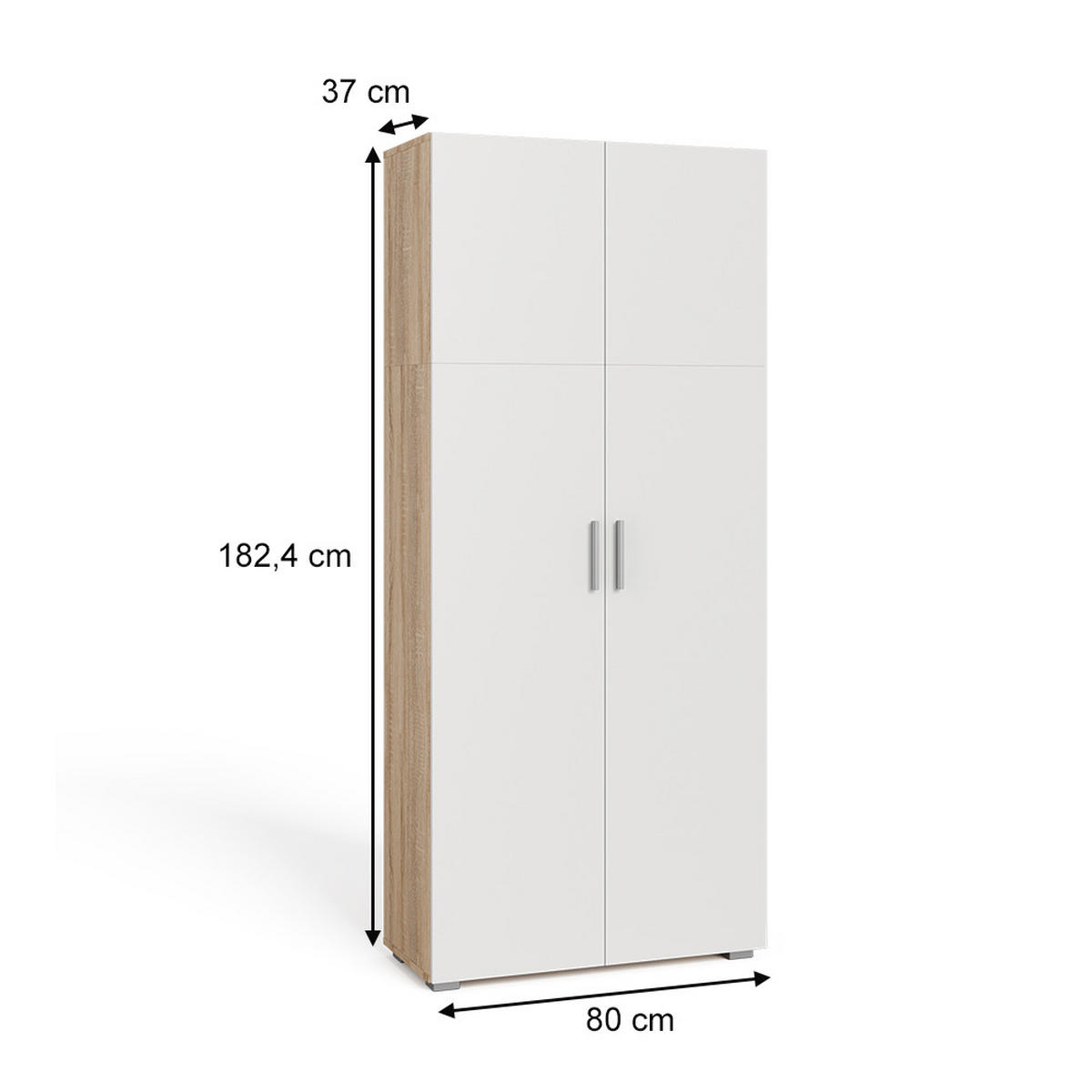 AKTENREGAL Frank Weiß/Sonoma 80 x 182.4 cm - Weiß/Sonoma Eiche, Holzwerkstoff (80/182.4/37cm) - Vicco