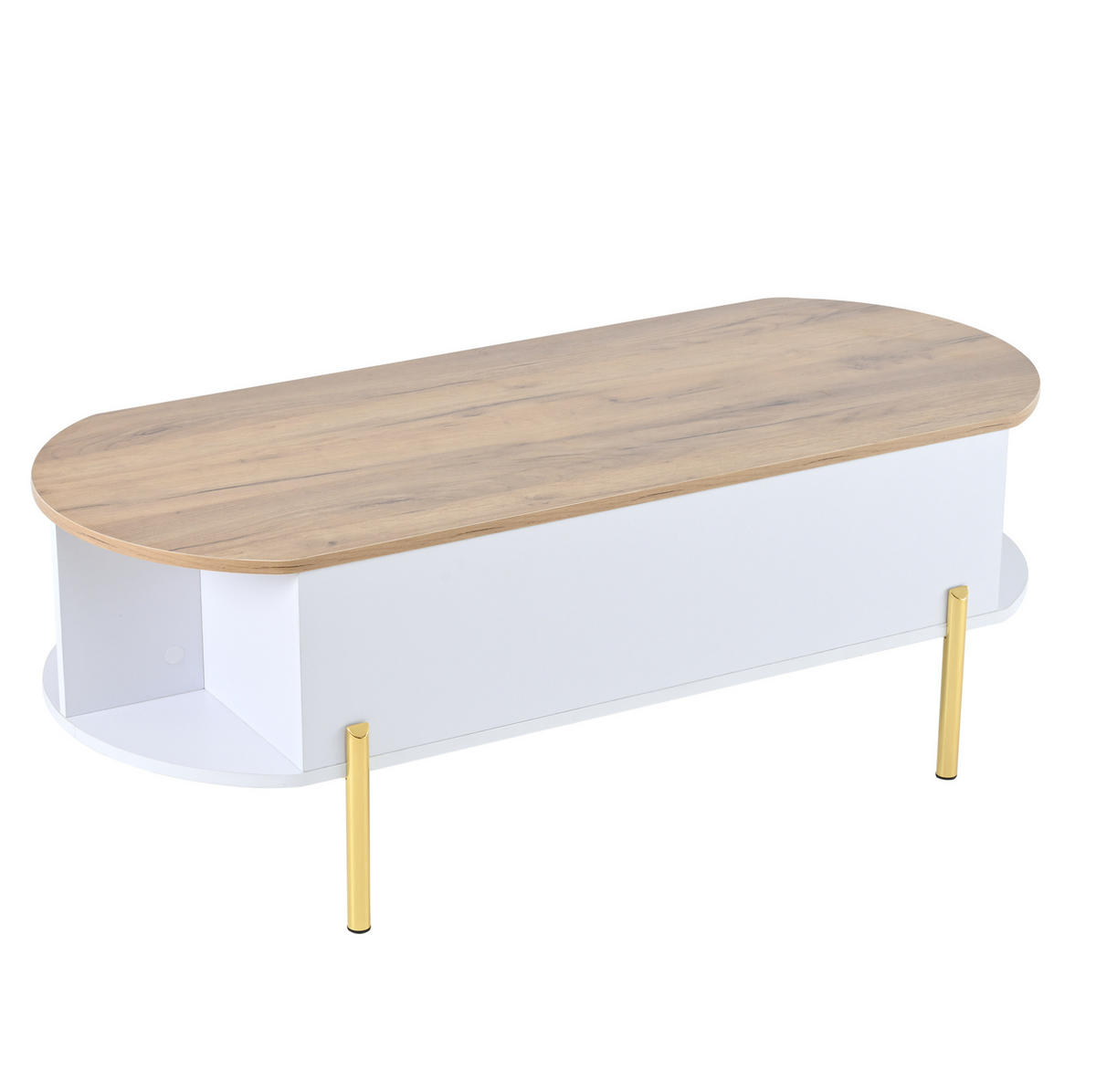 COUCHTISCH aus MDF 120x50x43 cm in Weiß mit höhenverstellbarer Platte - Weiß, Holzwerkstoff (120/50/43cm) - Modfu