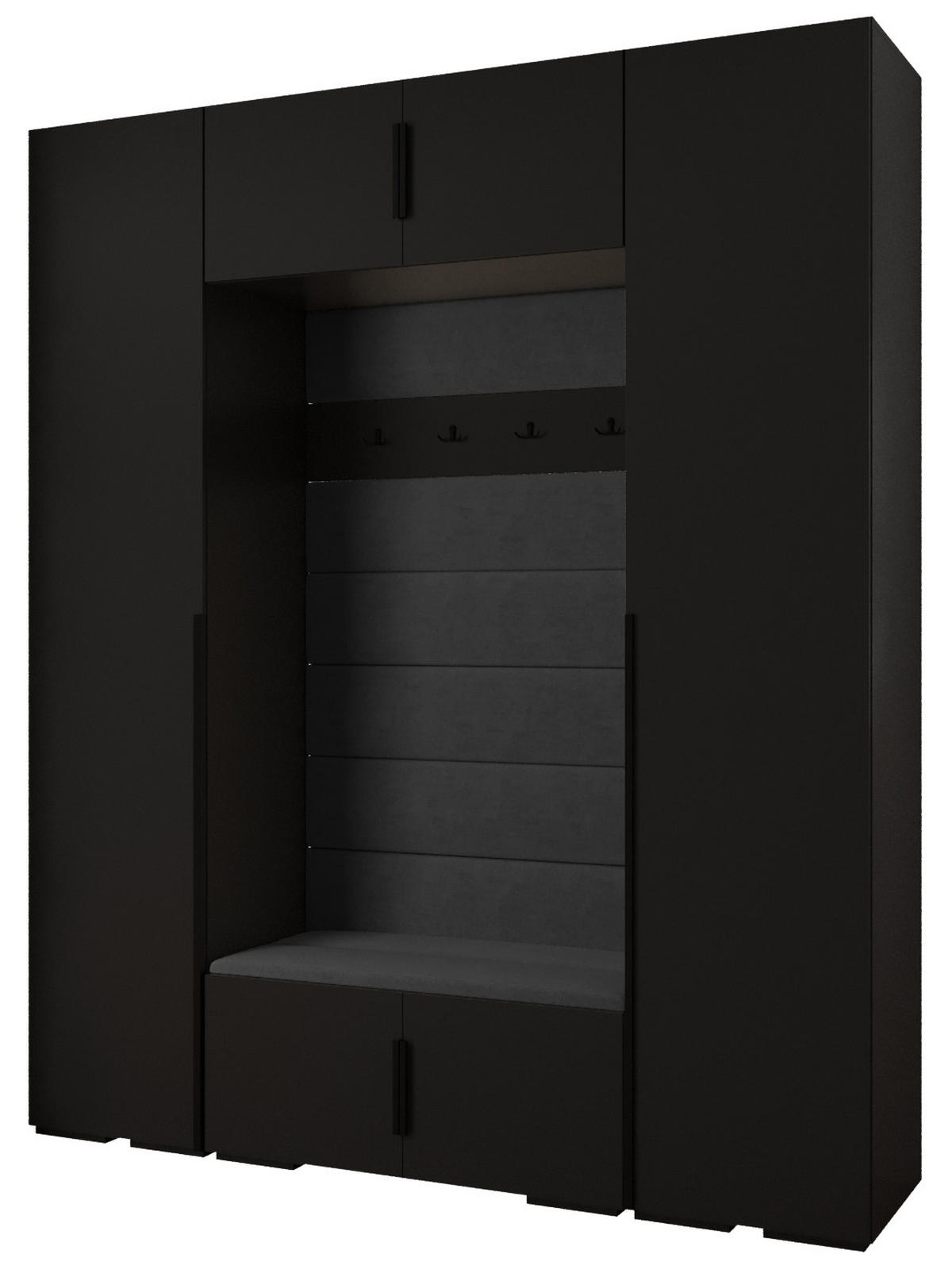 GARDEROBEN-SET 236,7/200/47 - Schwarz, Holz/Kunststoff (200/236.7/47cm) - Abiks Möbel
