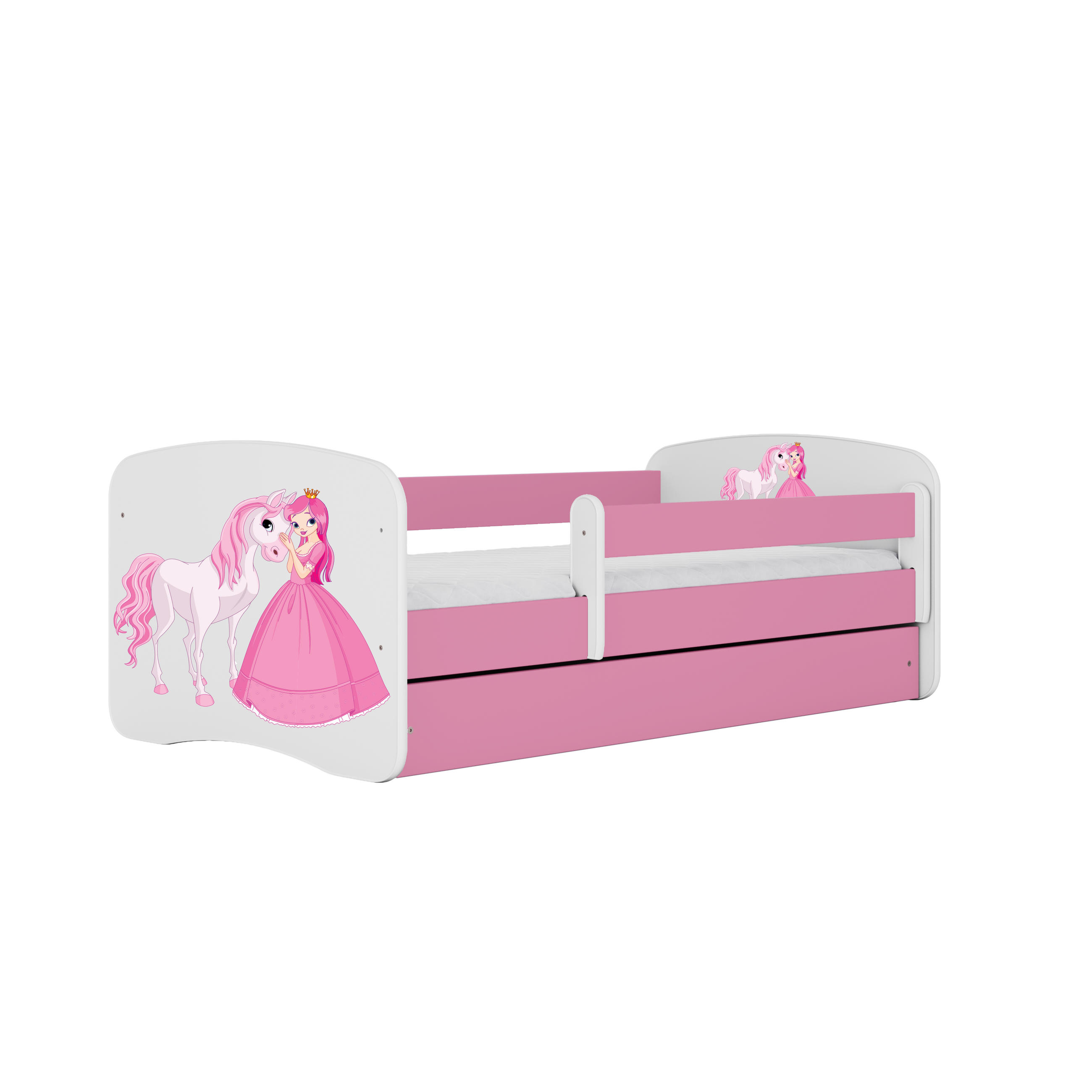 KINDERBETT Prinzessin Pferd mit Schublade 180/80 90/61/184 - Rosa, Holzwerkstoff (80/180cm) - RAUMHIRSCH FURNITURE