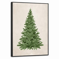 LEINWAND Bilder mit Rahmen - Weihnachtsbaum - Grün - Weihnachten - Feiertage - 50x70 - Olivgrün, Textil (50/70cm) - MuchoWow