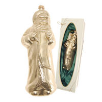 CHRISTBAUMSCHMUCK Santa mit Liste Goldfarbig 22cm (Glas / 1 Stk.) - Goldfarben, Glas (8/22/6cm) - Krebs Glas Lauscha
