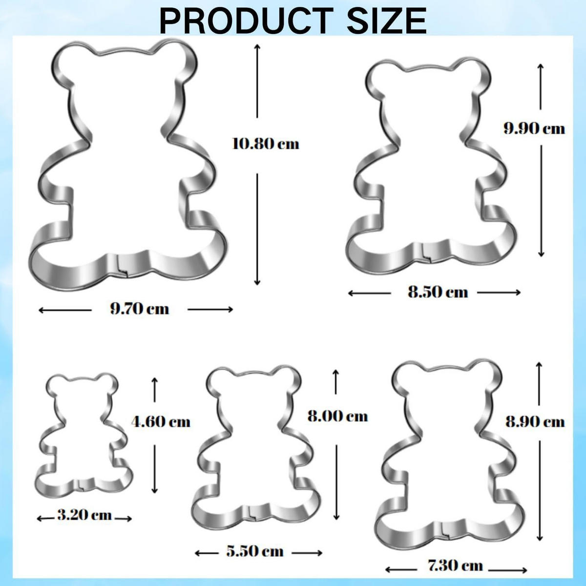 AUSSTECHFORMEN Set 5 Stück Edelstahl - Silberfarben, Metall (9/2/10cm)