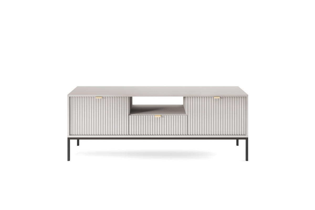 TV-SCHRANK NOVA Geriffelt Regal, 2 Türen, Schublade, Schwarze Beine, 154x39x56cm, Grau - Graphitfarben/Schwarz, Holzwerkstoff/Kunststoff (154/56/39cm) - DomoHome