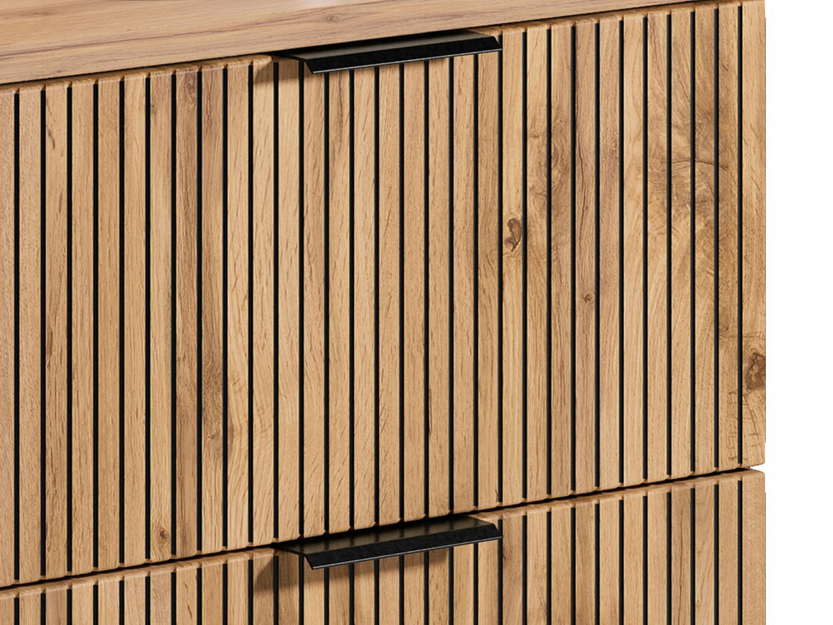 DOPPELWASCHTISCH - 140cm x 46cm - MDF - schwarz, naturfarben hell - MADELA - Schwarz, Holz (140/57/46cm) - Vente-Unique