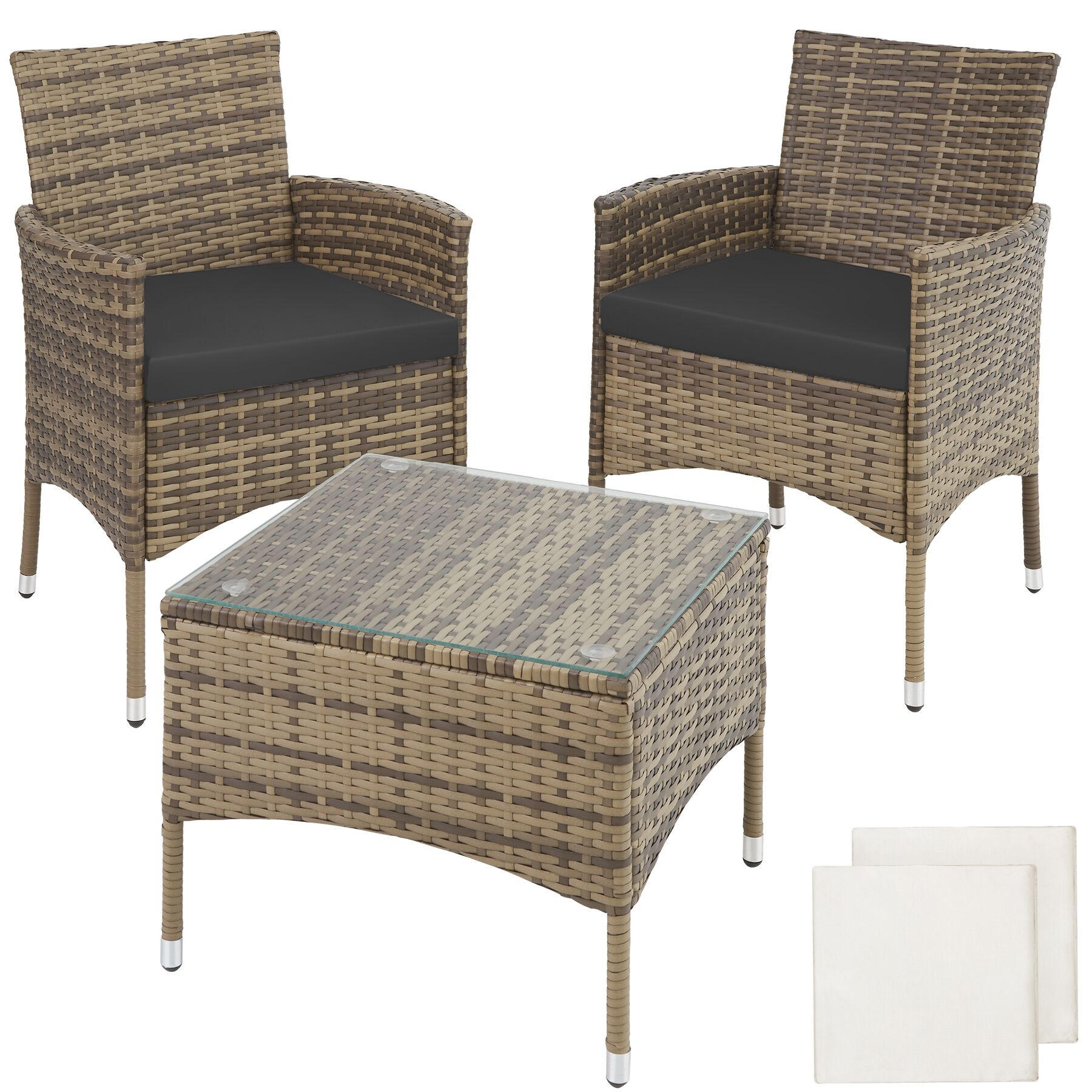 RATTANSET Luzern,2 Bezugssets,natur - Naturfarben, Kunststoff - tectake