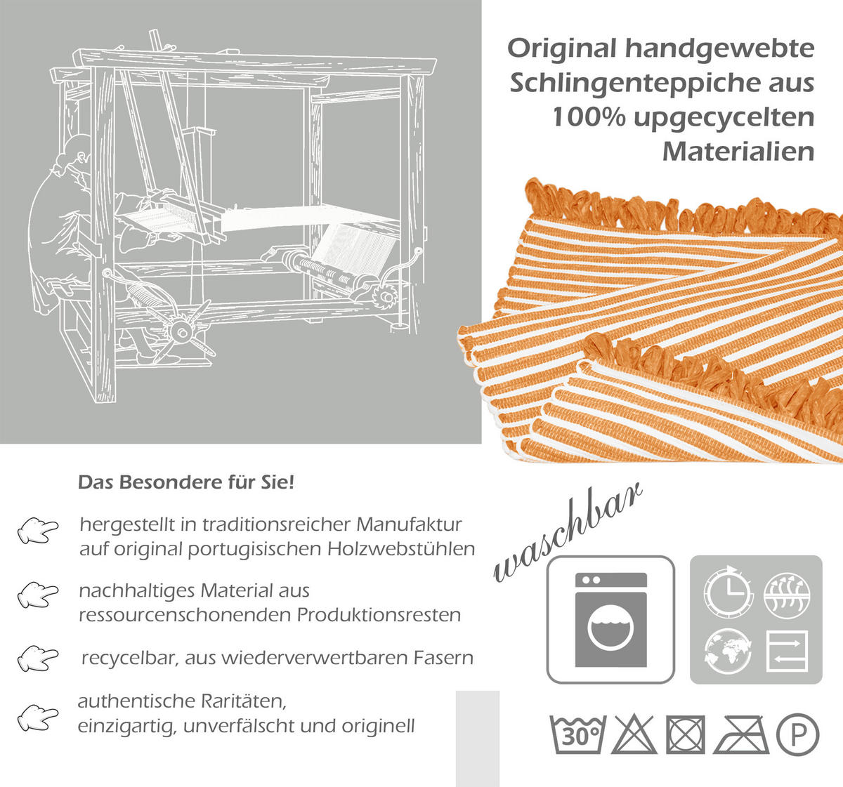 HANDGEWEBTER Läufer 50x70 cm Honig - Honig, Naturmaterialien/Textil (50/70cm) - Lashuma