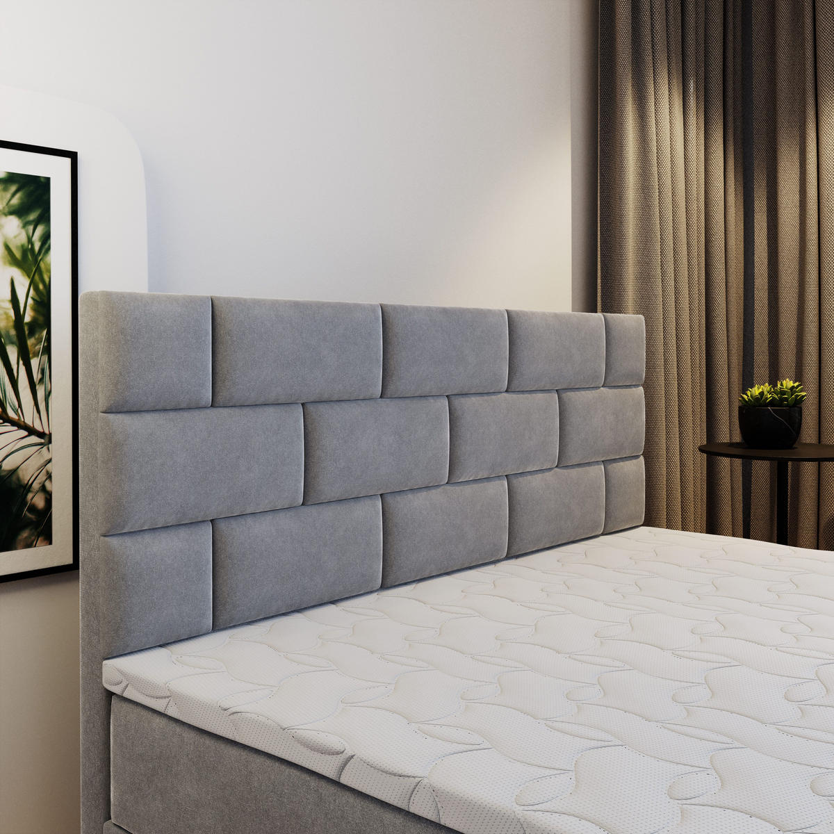 BOXBETT KERLO 180x200 cm mit Matratze und Topper - Beige - Beige, Holz (180/200cm) - MASSENO