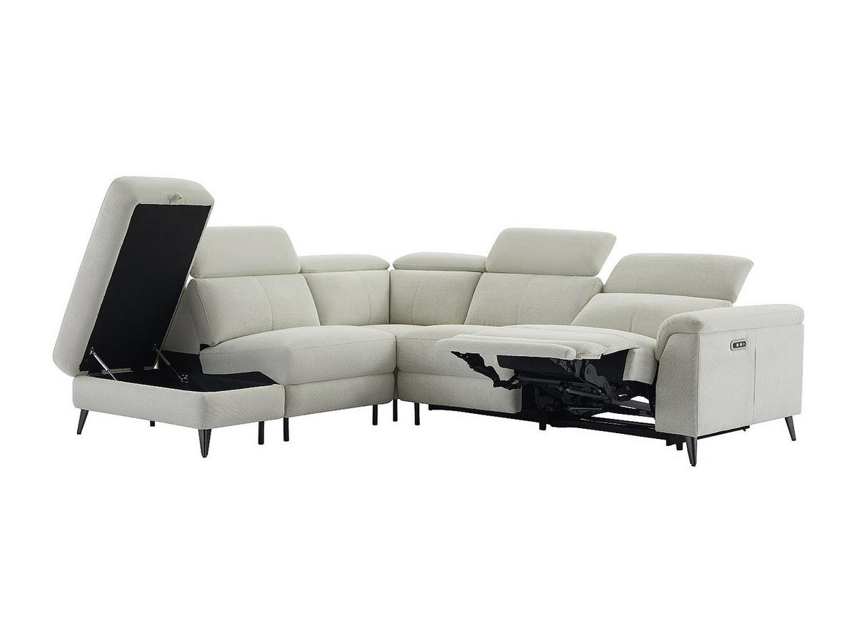 ECKSOFA Relaxsofa elektrisch - Stoff - Ecke Links - Beige - MAKORO - Beige, Textil (274/228cm) - Vente-Unique