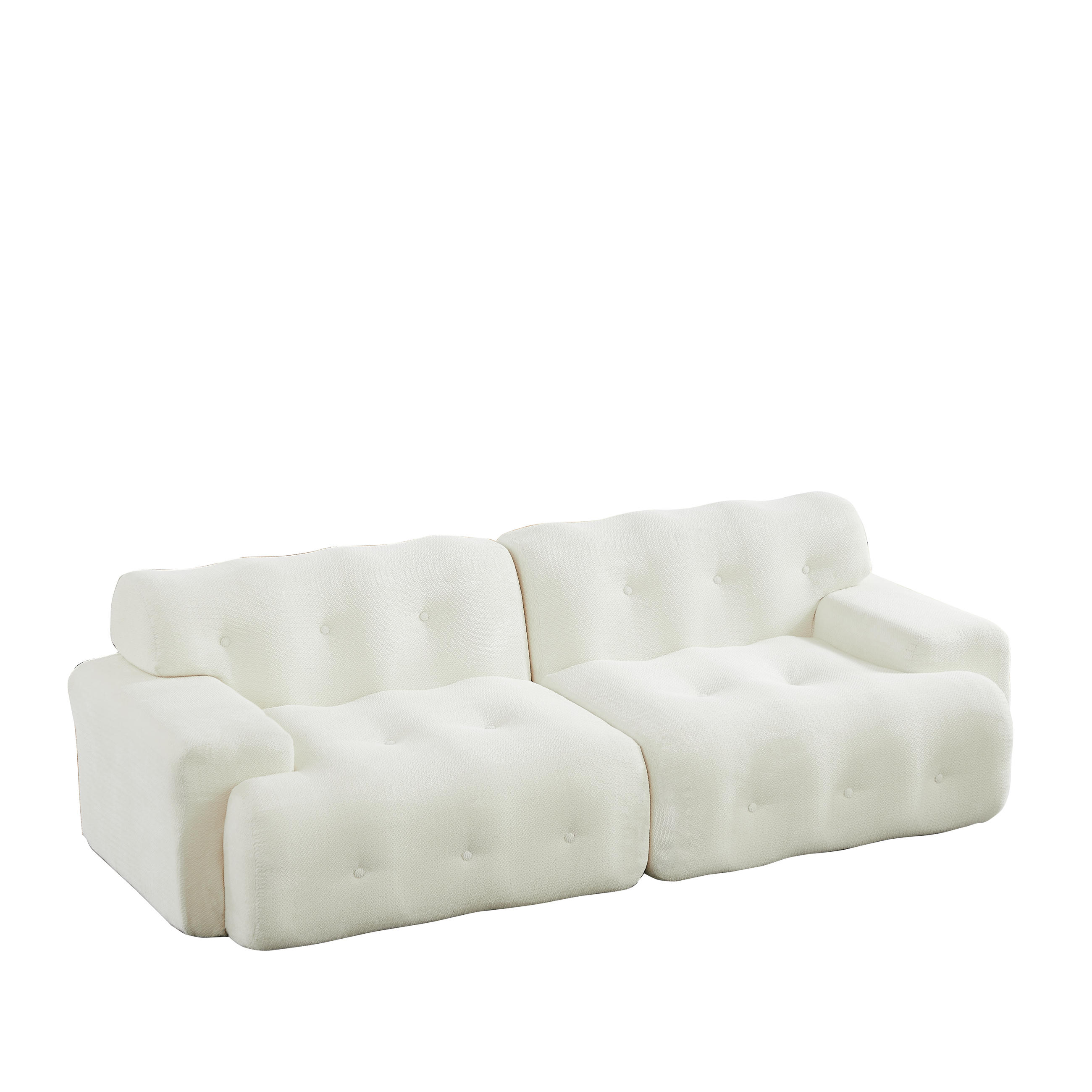 2-SITZER-SOFA DE-35264 mit Knopfverzierung Beige - Beige, Textil (104/66/224cm) - ComfortXL