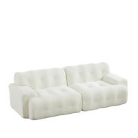 2-SITZER-SOFA DE-35264 mit Knopfverzierung Beige - Beige, Textil (104/66/224cm) - ComfortXL
