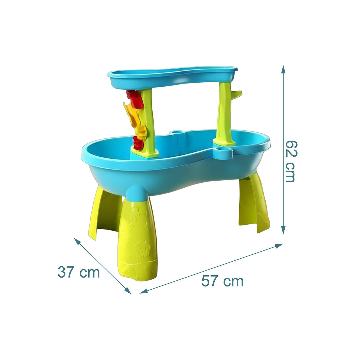 VATTENLEKBORD Flerfärgad med tillbehör 62x57x37 cm - Multicolor, Plast (37/57/62cm) - Relaxdays