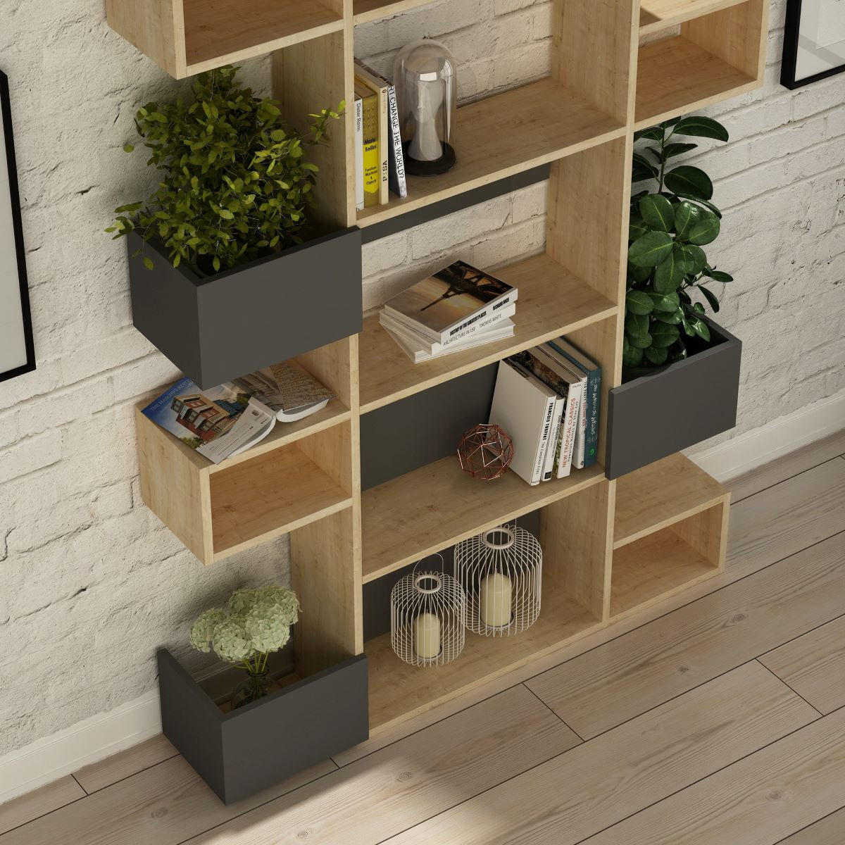 Thumbnail - Calicosy Regal, Anthrazit, Holzwerkstoff, 20x171x120 cm, Wohnzimmer, ,