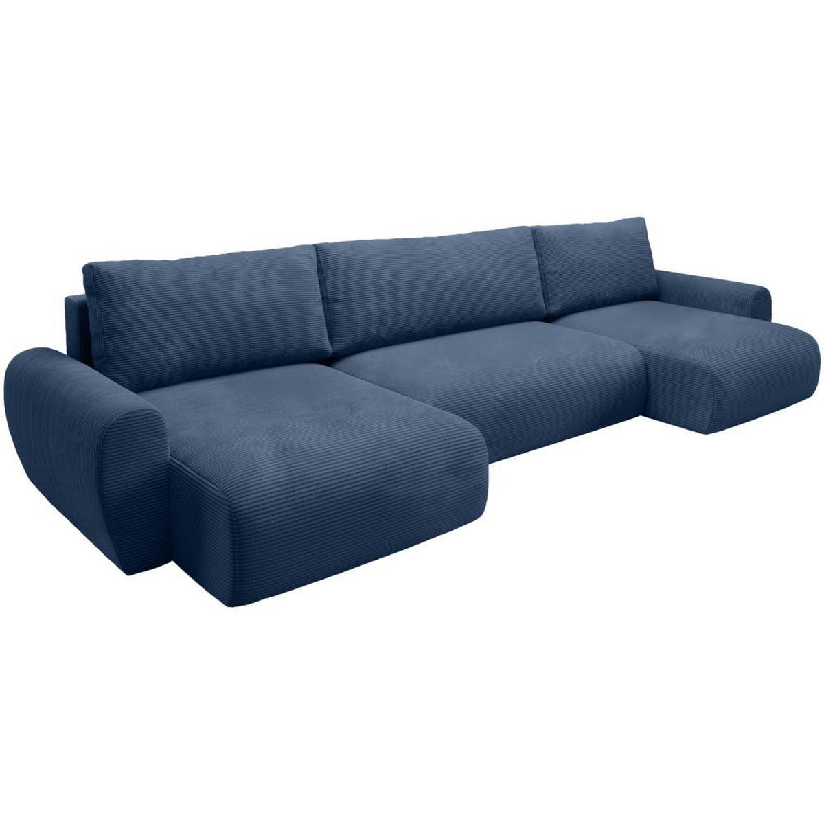 WOHNLANDSCHAFT mit Schlaffunktion Poss U dunkelblau - Dunkelblau, Textil (395/70/153cm) - Beautysofa