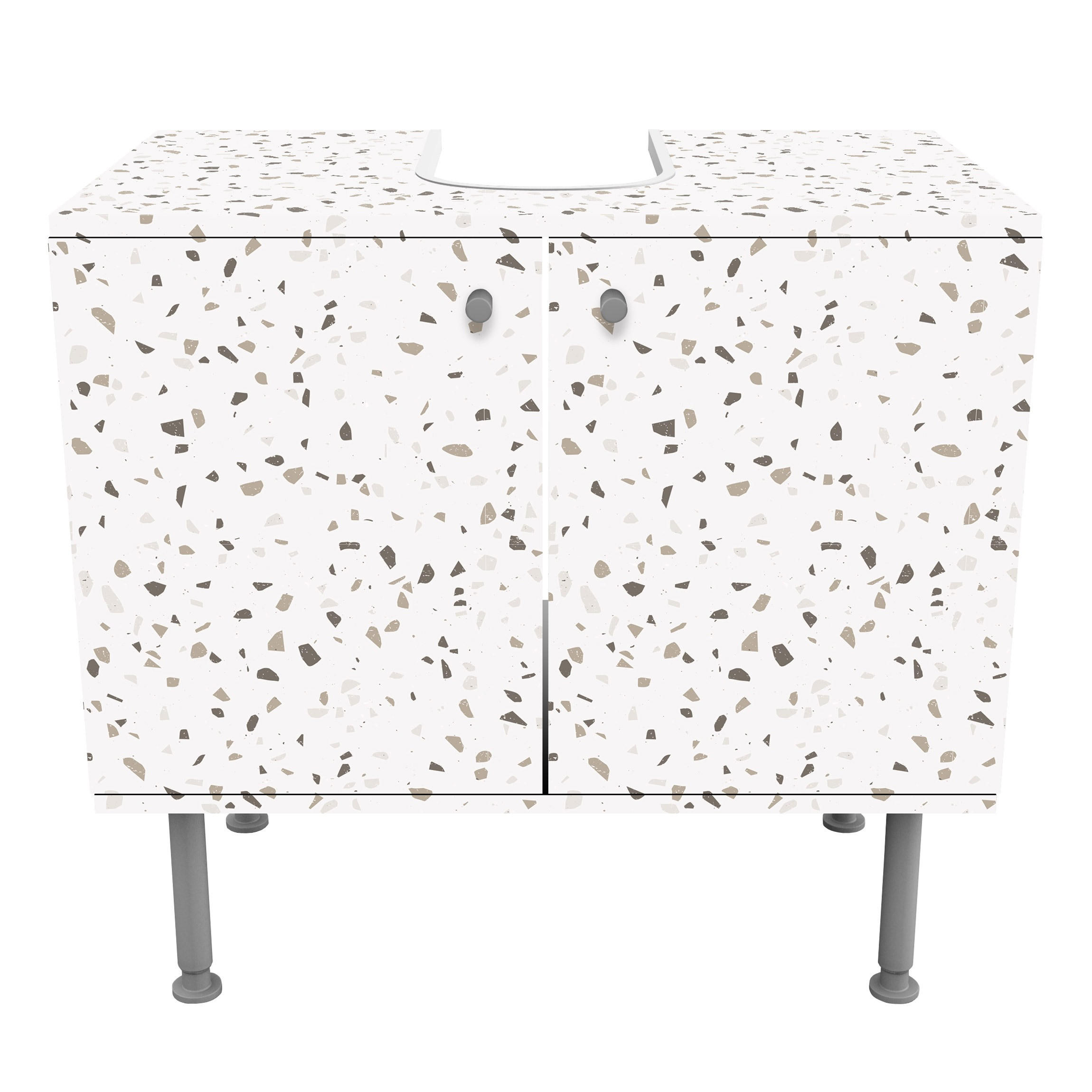 WASCHBECKENUNTERSCHRANK Detailliertes Terrazzo Muster Pompeji 60/55/35 cm - Grau, Holzwerkstoff (60/55/35cm) - Bilderwelten