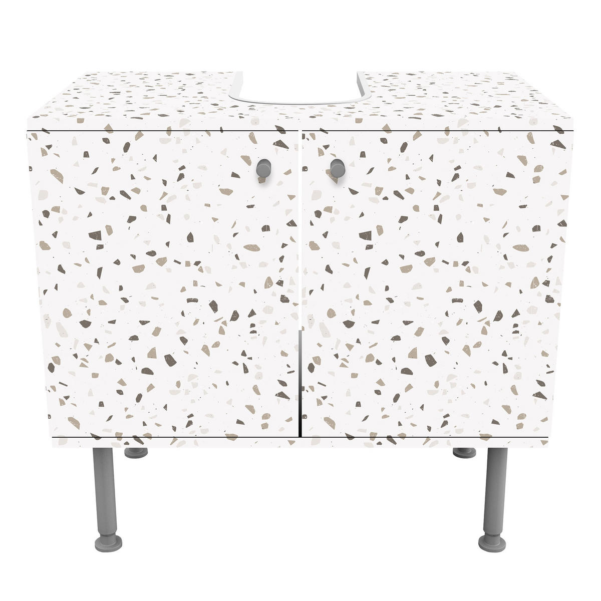 WASCHBECKENUNTERSCHRANK Detailliertes Terrazzo Muster Pompeji 60/55/35 cm - Grau, Holzwerkstoff (60/55/35cm) - Bilderwelten