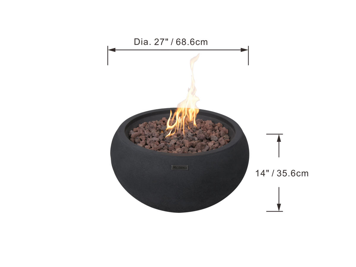 FEUERTISCH York Gasfeuerstelle aus GF-Beton 68/68/36 cm - Schwarz, Naturmaterialien/Stein (68/36/68cm) - Elementi