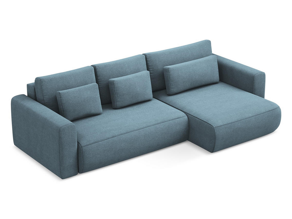 ECKSOFA mit Schlaffunktion Strukturstoff Stoff Blau - Blau/Schwarz, Kunststoff/Textil (278/149cm) - Makamii