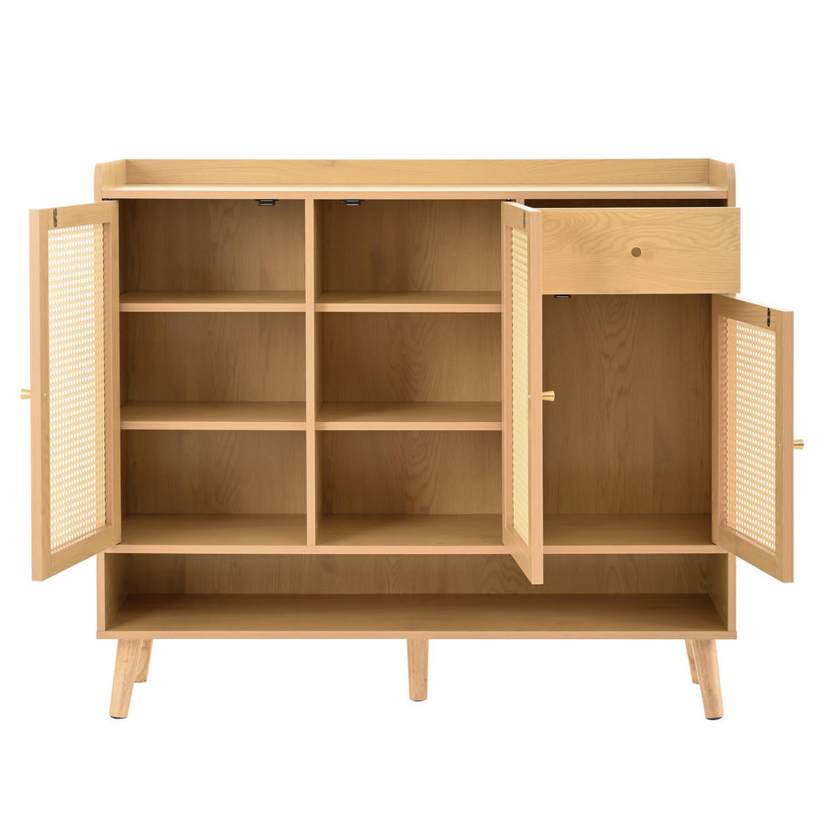 SCHUHSCHRANK 120/35/106 cm mit 3 Türen, 1 Schublade und natürlicher Optik - Naturfarben, Holzwerkstoff (120/106/35cm) - BEAOK