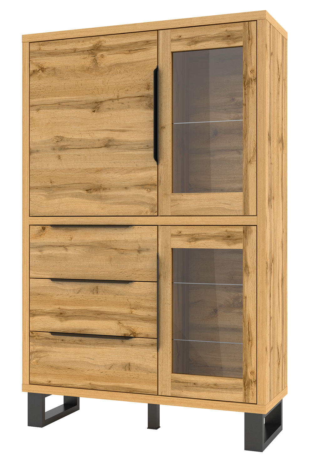 VITRINE Halle Wotan Eiche 120 / 45 / 190 cm - Eiche Wotan/Braun, Holz/Holzwerkstoff (120/190/45cm) - Feldmann-Wohnen