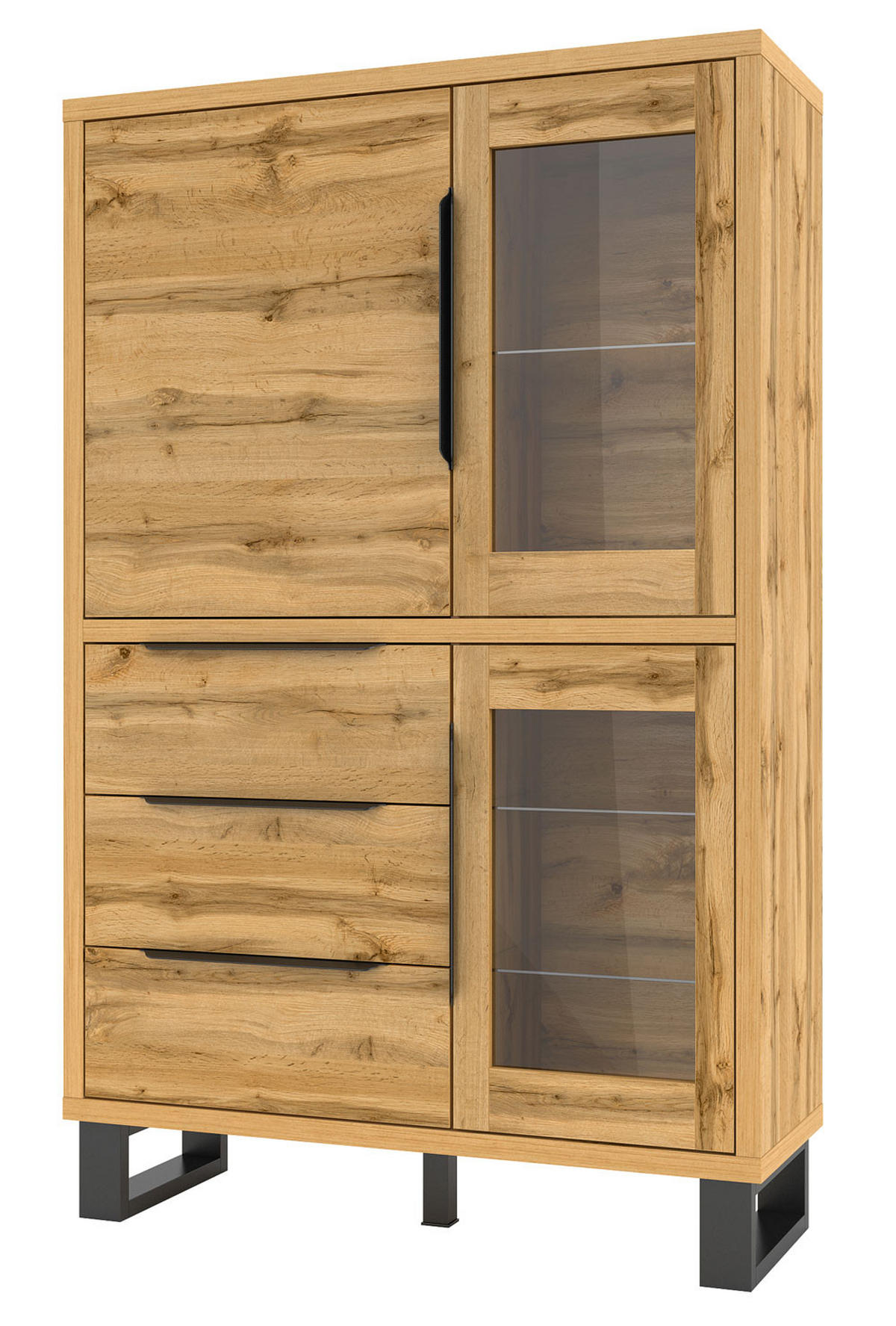 VITRINE Halle Wotan Eiche 120 / 45 / 190 cm - Eiche Wotan/Braun, Holz/Holzwerkstoff (120/190/45cm) - Feldmann-Wohnen