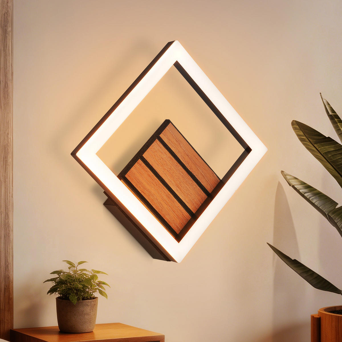LED WANDLEUCHTE Zovix 17/17/6 cm - Schwarz, Kunststoff/Metall (17/6/17cm) - ZMH