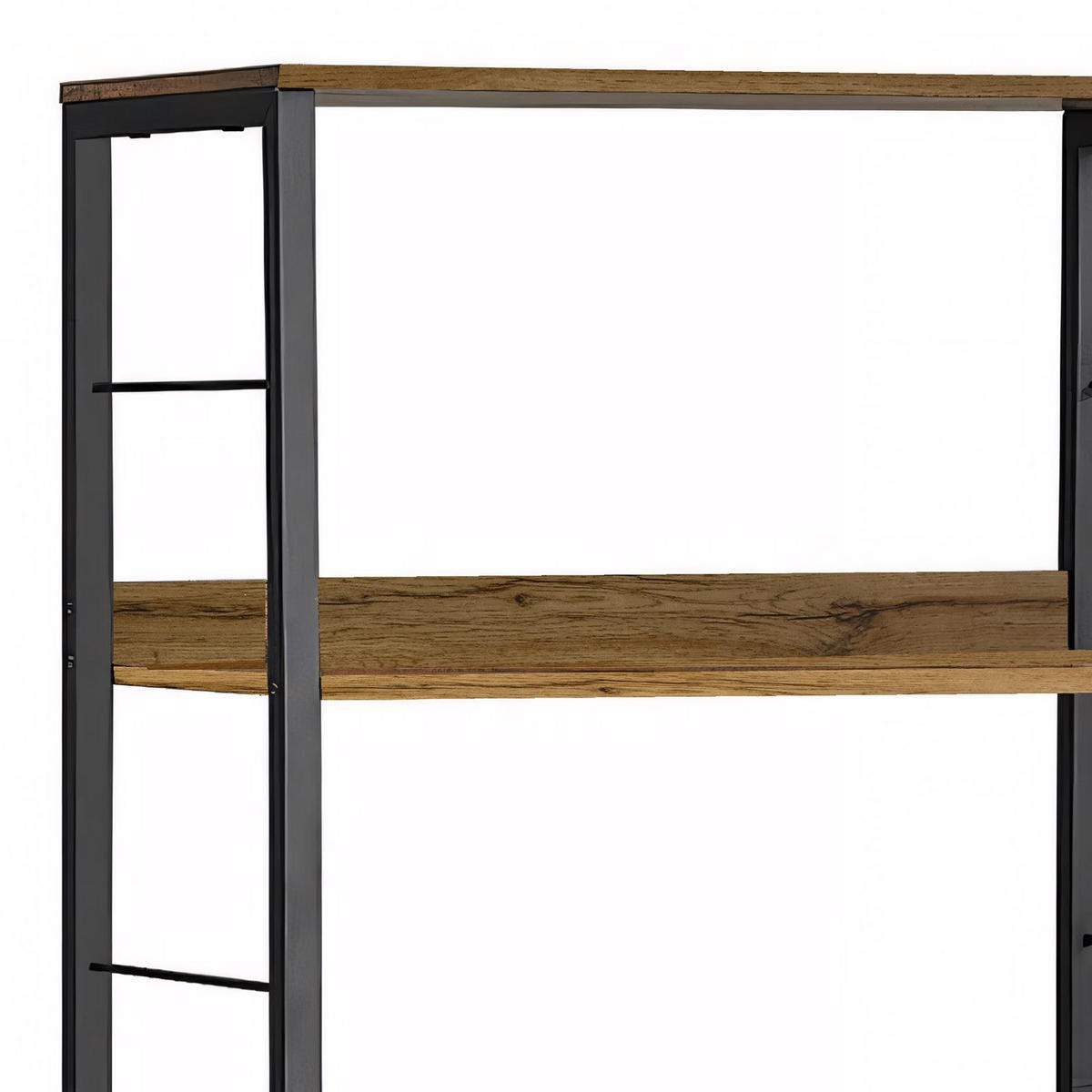 STANDREGAL Holzoptik Metall Erlefarben Schwarz 6 Ebenen 178x60x30 cm - Erlefarben/Schwarz, Holzwerkstoff/Metall (60/178/30cm) - Begryf