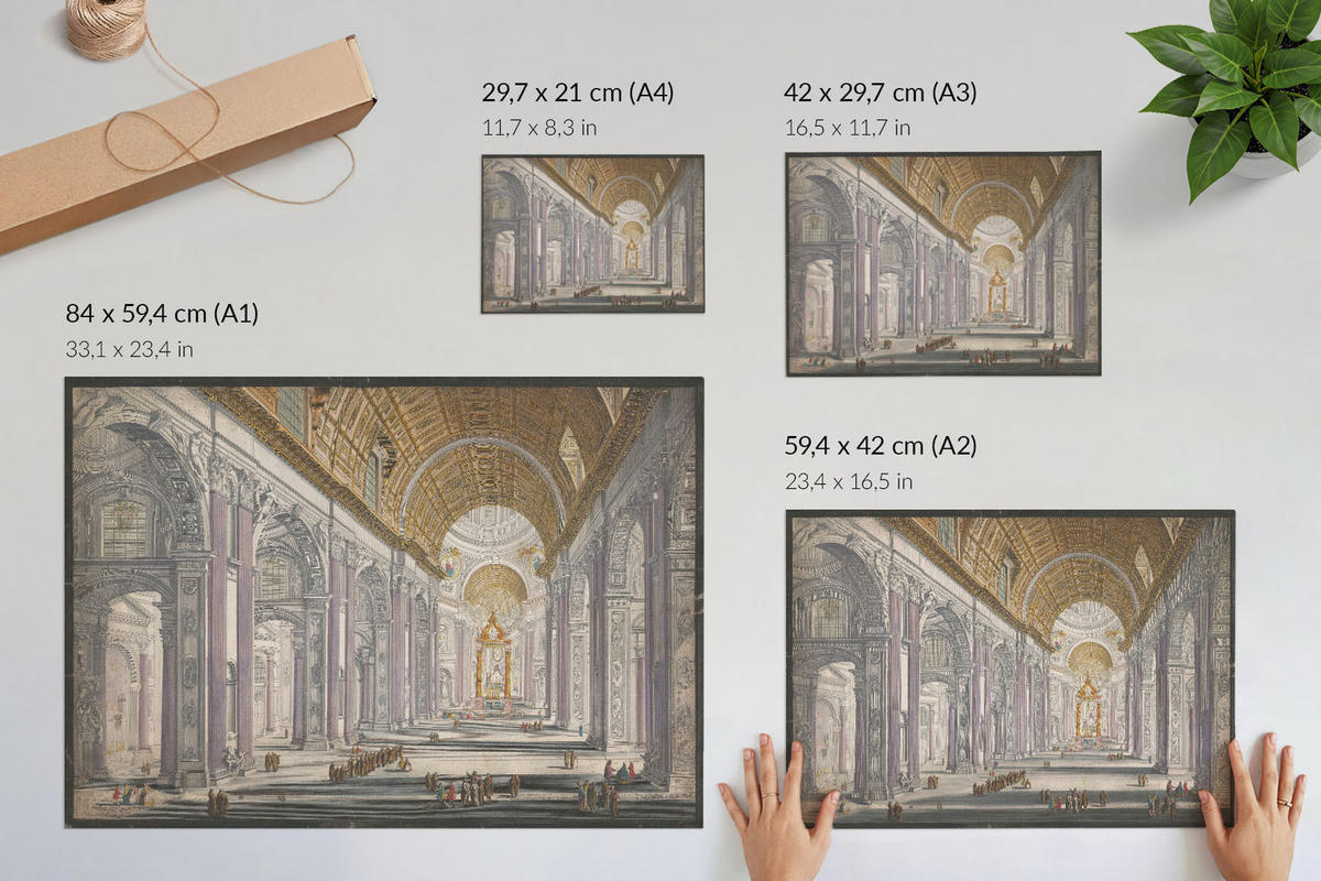 POSTER - 42x29 cm (A3) - Giovanni Battista Piranesi - Innenteil der Basilika - Grau, Textil (42/29.7/0.1cm) - TULUP