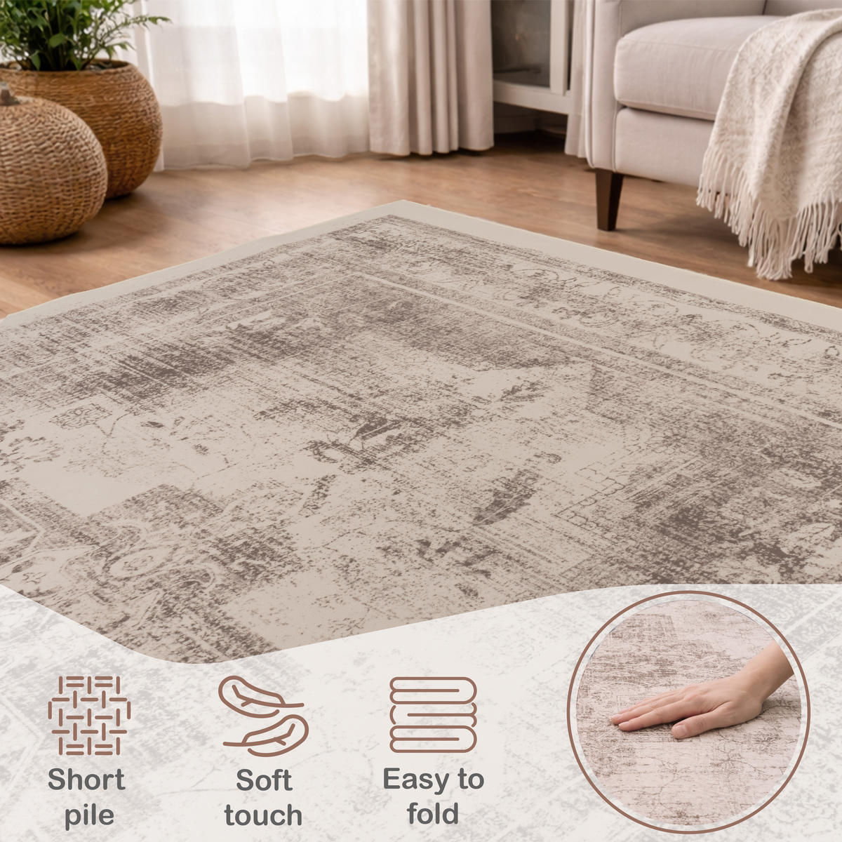 KURZFLORTEPPICH 200/280 cm Semer 424 - Beige, Textil (200/280cm) - Paco Home