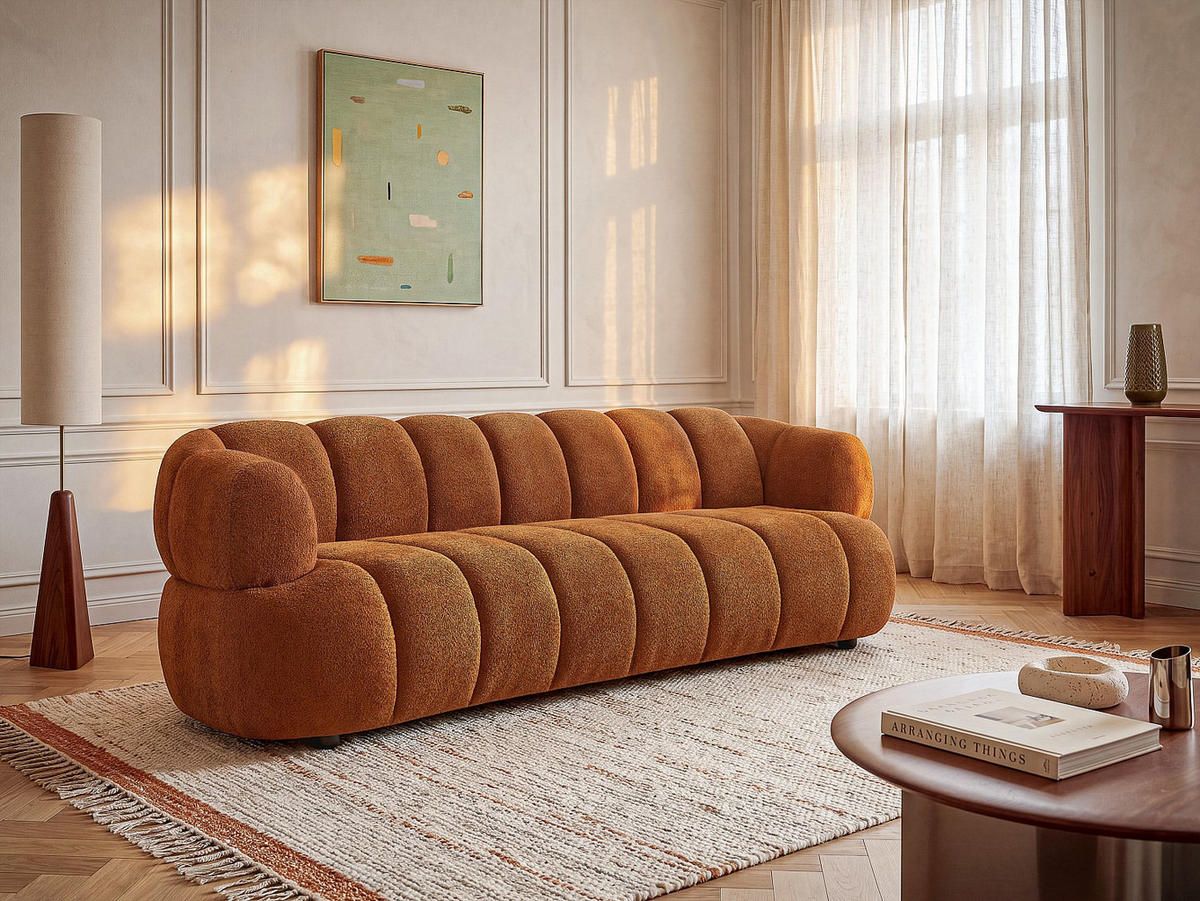 SOFA - 3 Personen - stoff - terracotta Coliani - Terracotta, Holz/Textil (227/73/94cm) - Vente-Unique