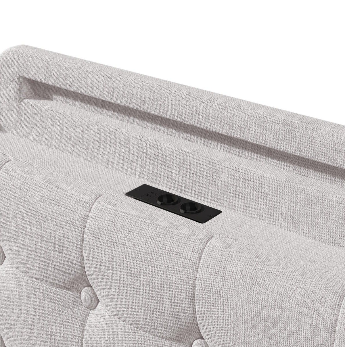 POLSTERBETT mit LED-Beleuchtung 140/200 cm in Beige mit Bettkasten & USB - Beige, Textil (140/200cm) - BEAOK