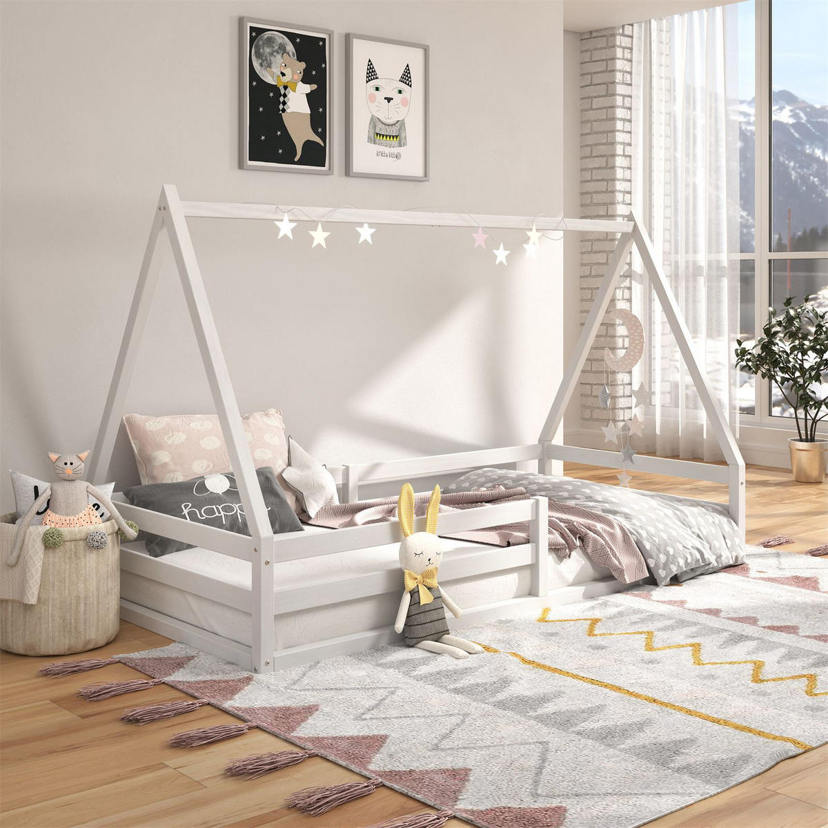 HAUSBETT SILA 90X200 CM - Weiß, Holz (96/152/206cm) - IDIMEX