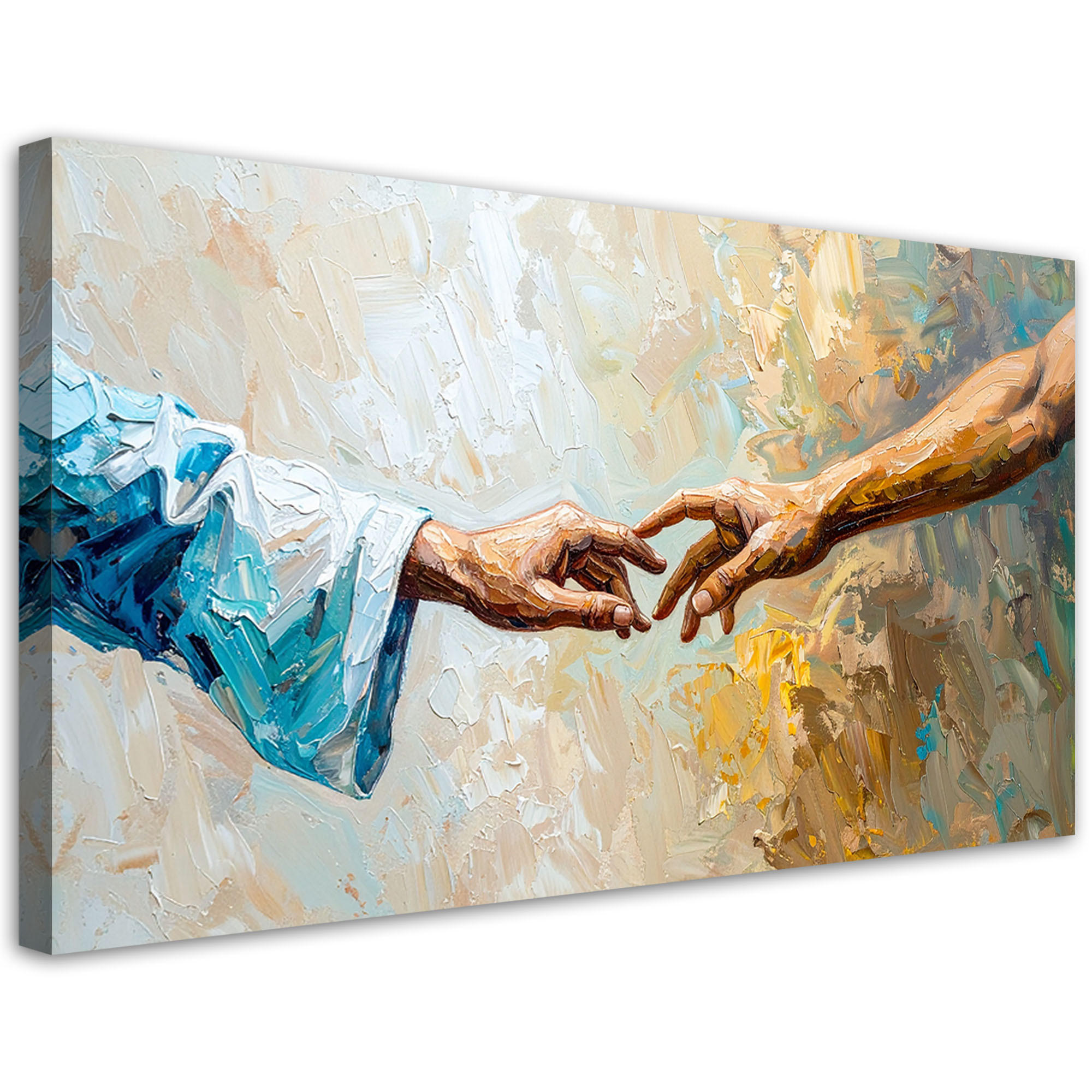 LEINWANDBILD Die Erschaffung Adams Imitation von Farbe 120x60cm - Beige, Textil (120/60cm) - Feeby