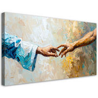 LEINWANDBILD Die Erschaffung Adams Imitation von Farbe 120x60cm - Beige, Textil (120/60cm) - Feeby