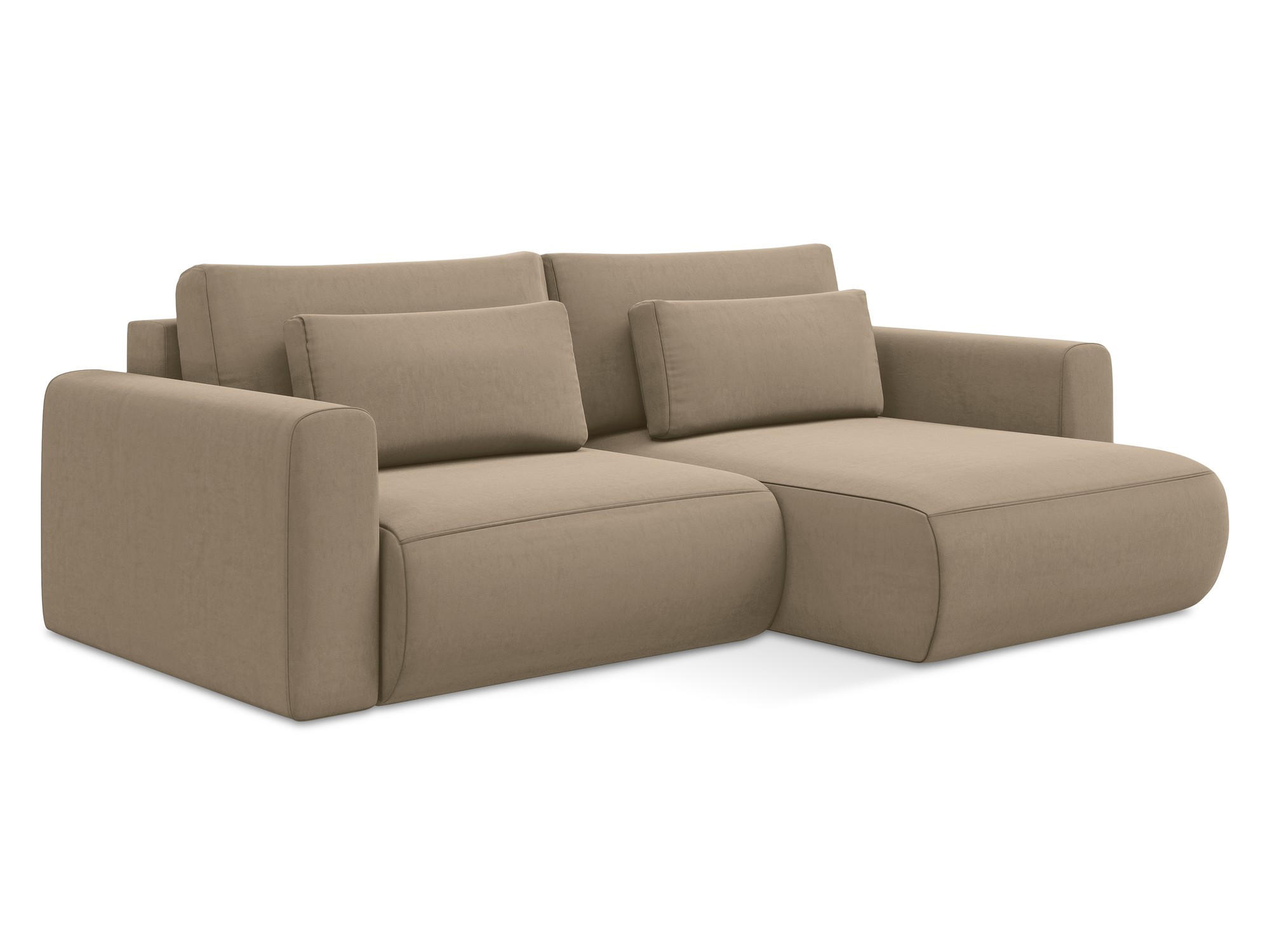 ECKSOFA mit Schlaffunktion Samt Stoff Beige - Beige/Creme, Kunststoff/Textil (240/149cm) - Makamii