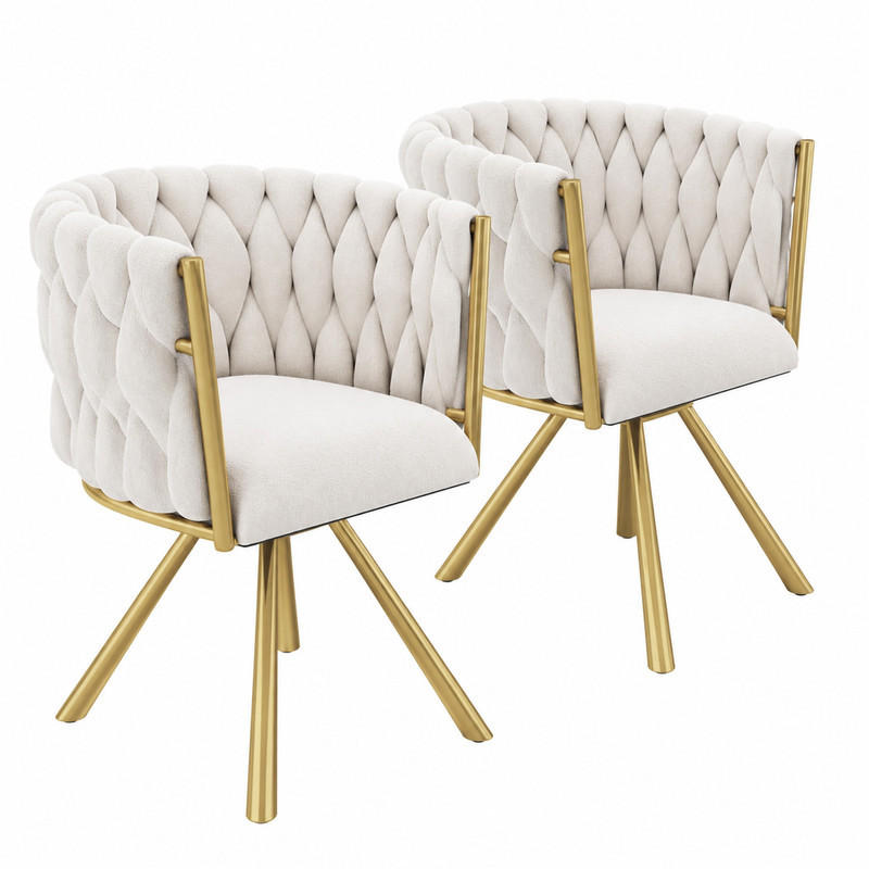 ESSZIMMERSTUHL drehbar Samt Beige Gold 2er-Set - Beige, Metall (54/72/59cm) - Meubliv
