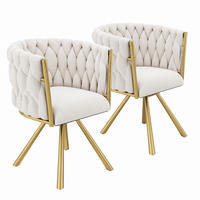 ESSZIMMERSTUHL drehbar Samt Beige Gold 2er-Set - Beige, Metall (54/72/59cm) - Meubliv