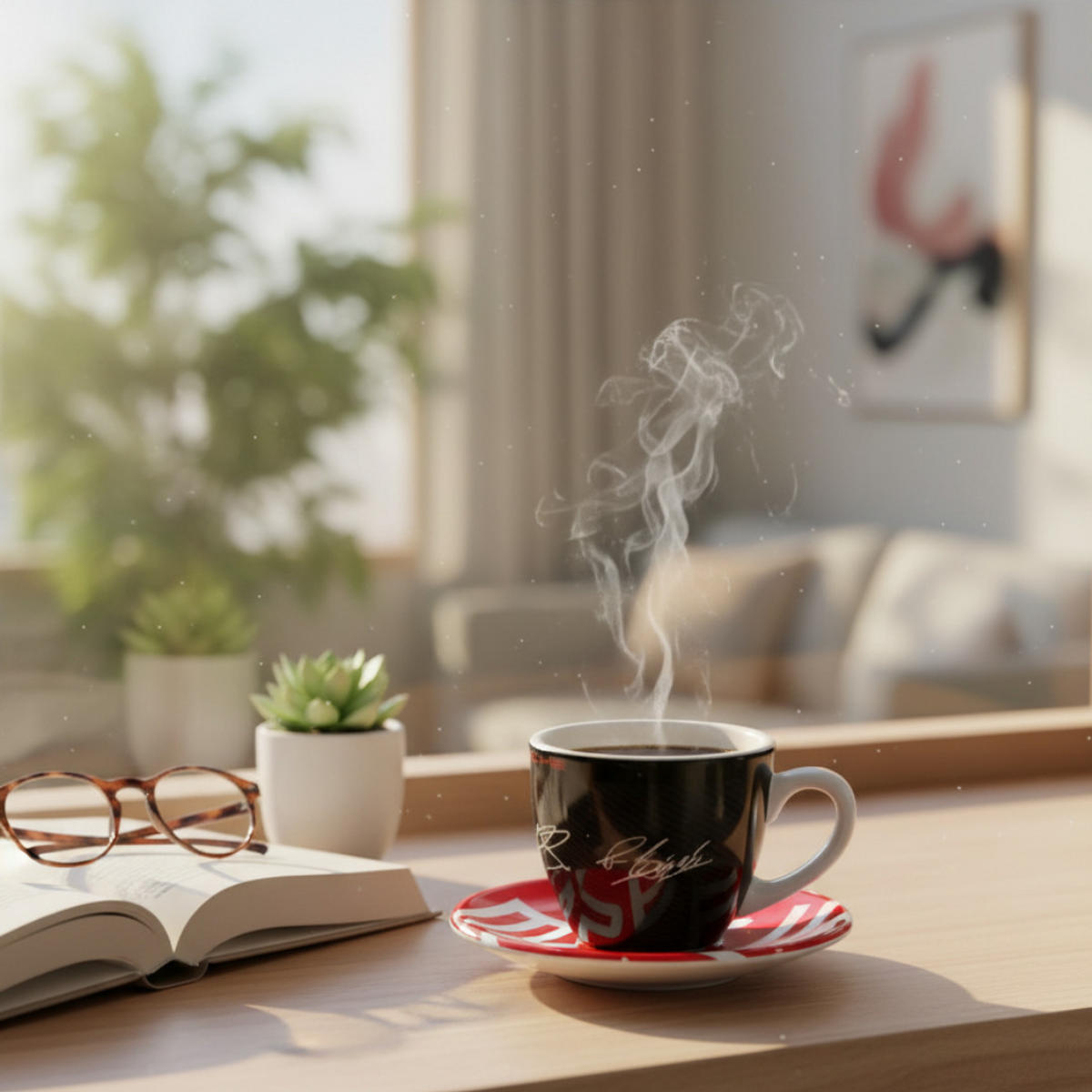 ESPRESSOTASSE Set WAP0504200F Porzellan Schwarz mit Untertasse - Hellrot/Schwarz, Keramik (0.08L) - Porsche