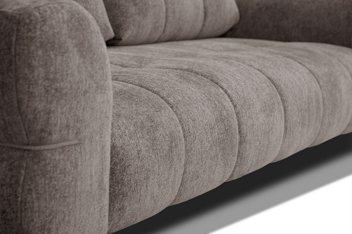 SOFA SALVINI 2,5-Sitzer, dunkelbeige - Beige, Holz/Textil (206/88/99cm) - Courtois Laville