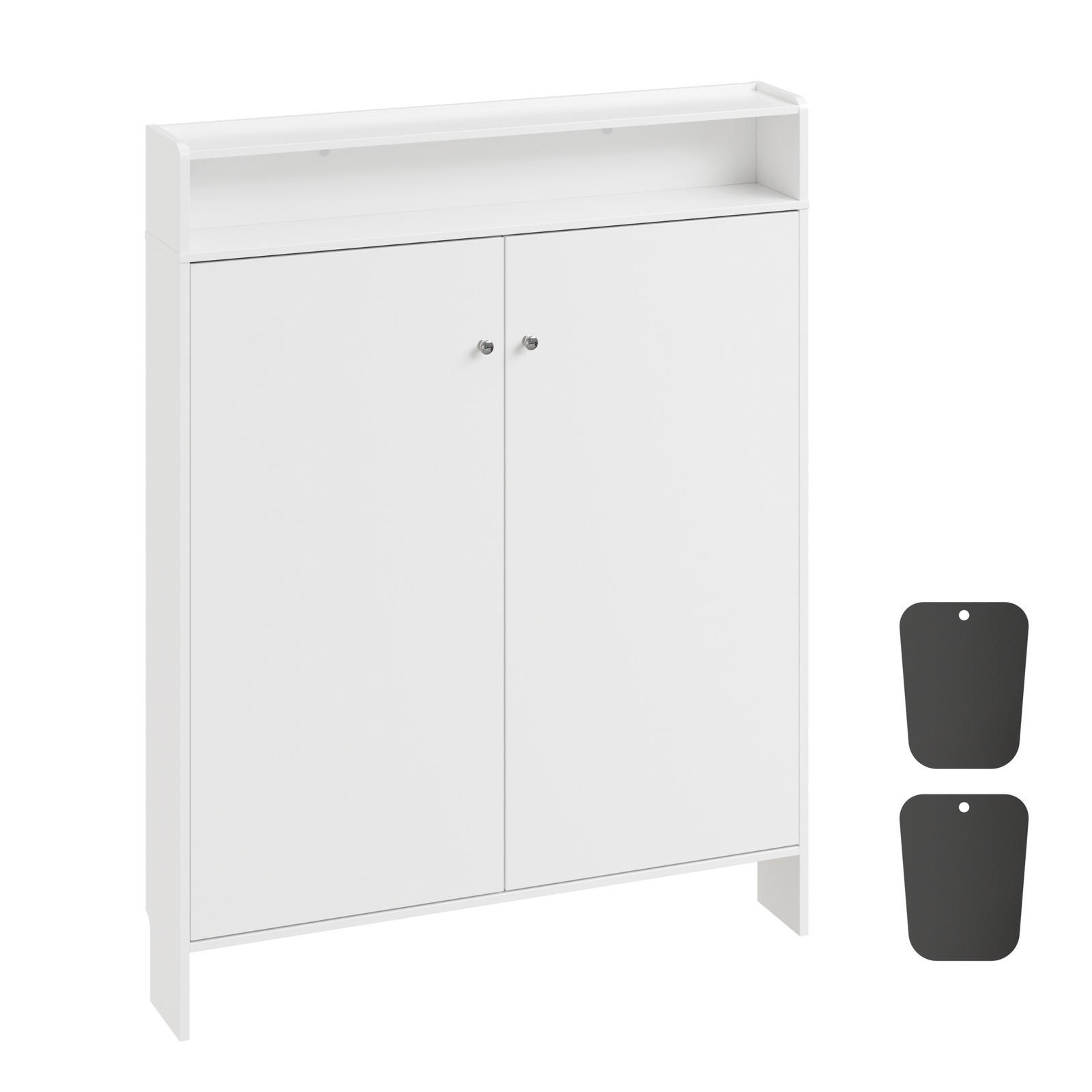 SCHUHREGAL mit offener Ablage und zwei Türen FSR227-E-W - Weiß, Holzwerkstoff (15/123.5/98cm) - SoBuy