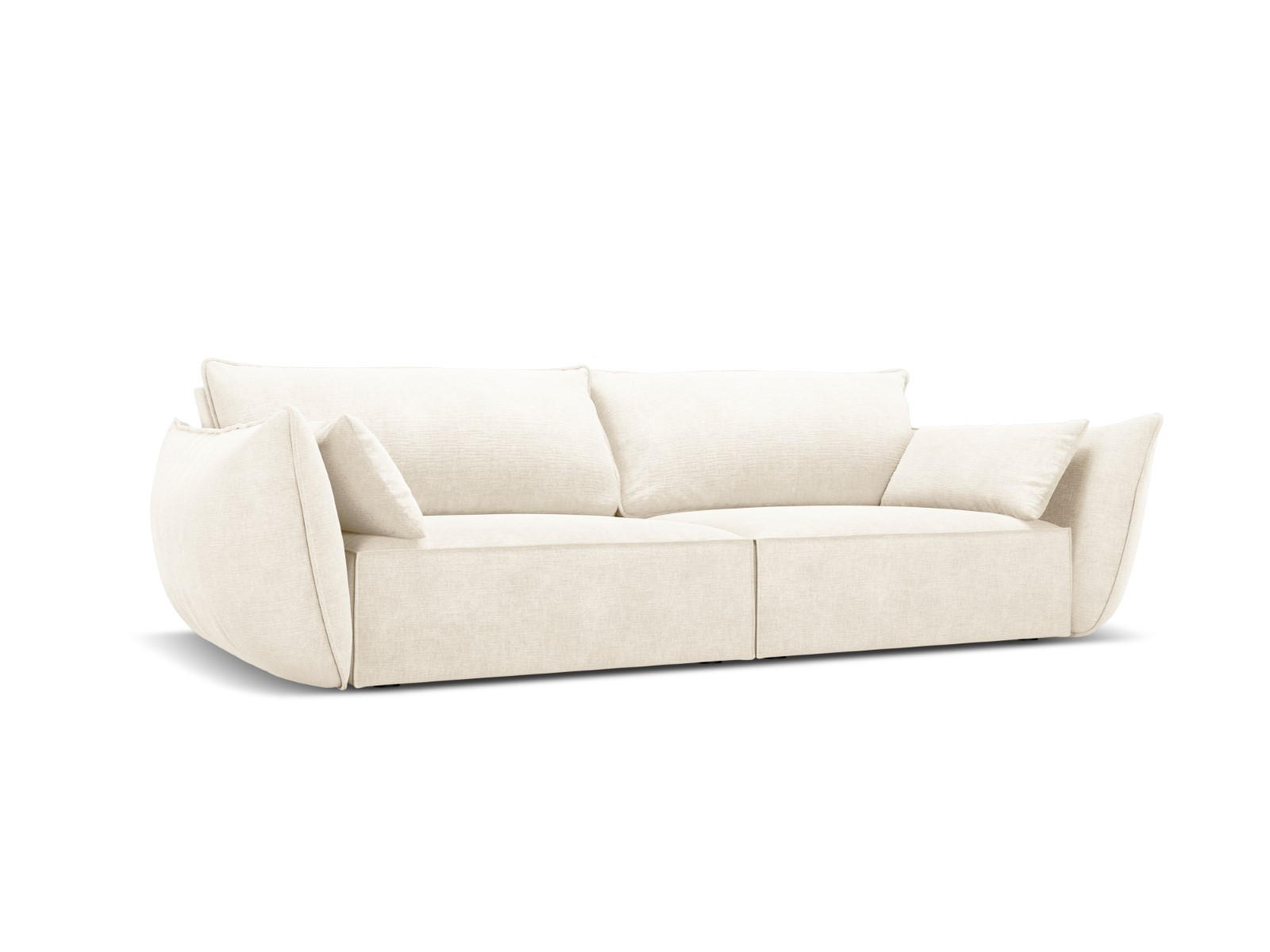SOFA Kaelle aus Chenille-Stoff leichtes beige 3 Sitzplätze - Creme, Textil (100/85/208cm) - Micadoni