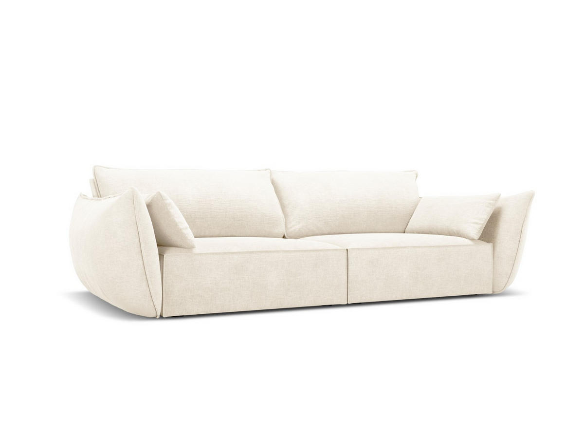 SOFA Kaelle aus Chenille-Stoff leichtes beige 3 Sitzplätze - Creme, Textil (100/85/208cm) - Micadoni