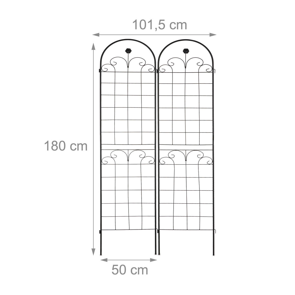 2xRANKGITTER - Schwarz, Metall (50/180/1.5cm) - Relaxdays