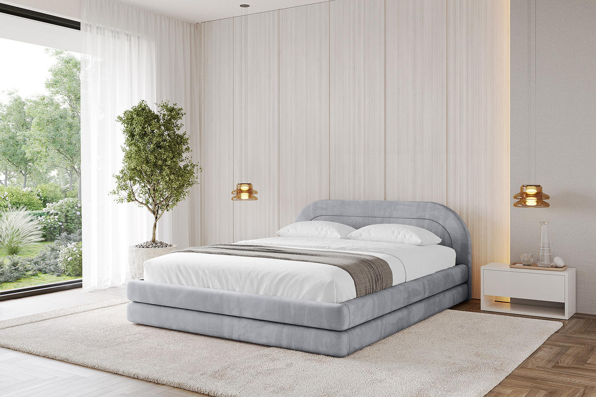 POLSTERBETT mit Bettkasten und Lattenrost, Bett mit Matratze H3/H4 - LERIS-v1 160x200 Hellgrau - Hellgrau, Holzwerkstoff/Textil (160/200cm) - ALTDECOR
