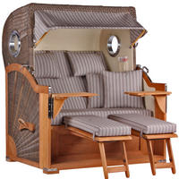 STRANDKORB Baltikum Teak 2,5 Sitzer - Braun/Grau, Holz/Metall (142/170/95cm) - Mr. Deko