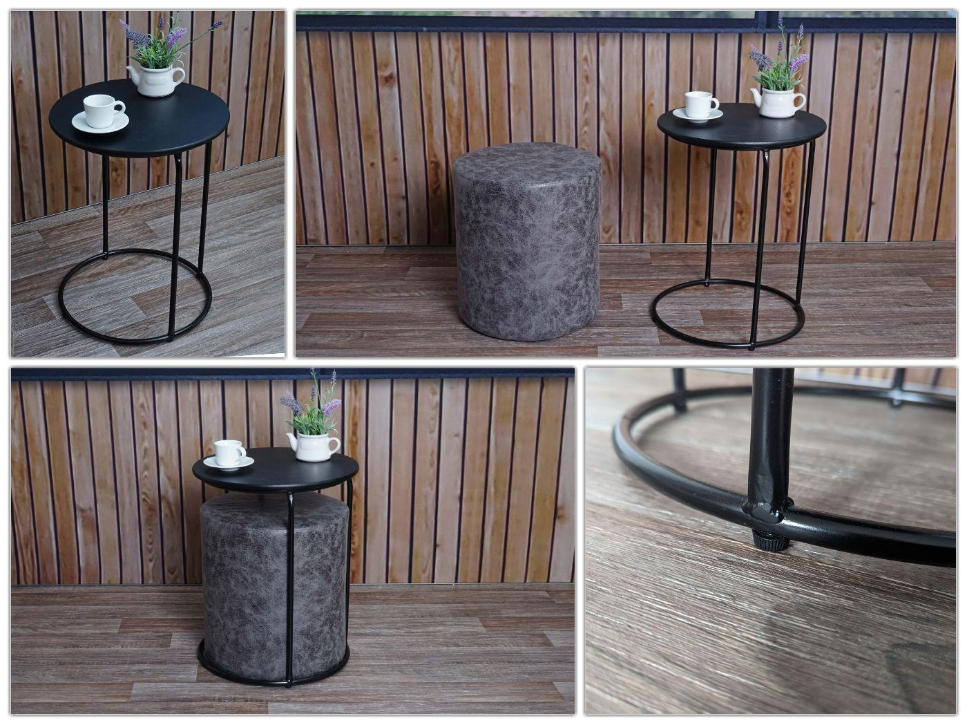 Thumbnail - MCW Sitzhocker/Beistelltisch, Schwarz, Textil, 39x53x39 cm, Wohnzimmer, Hocker, Sitzhocker