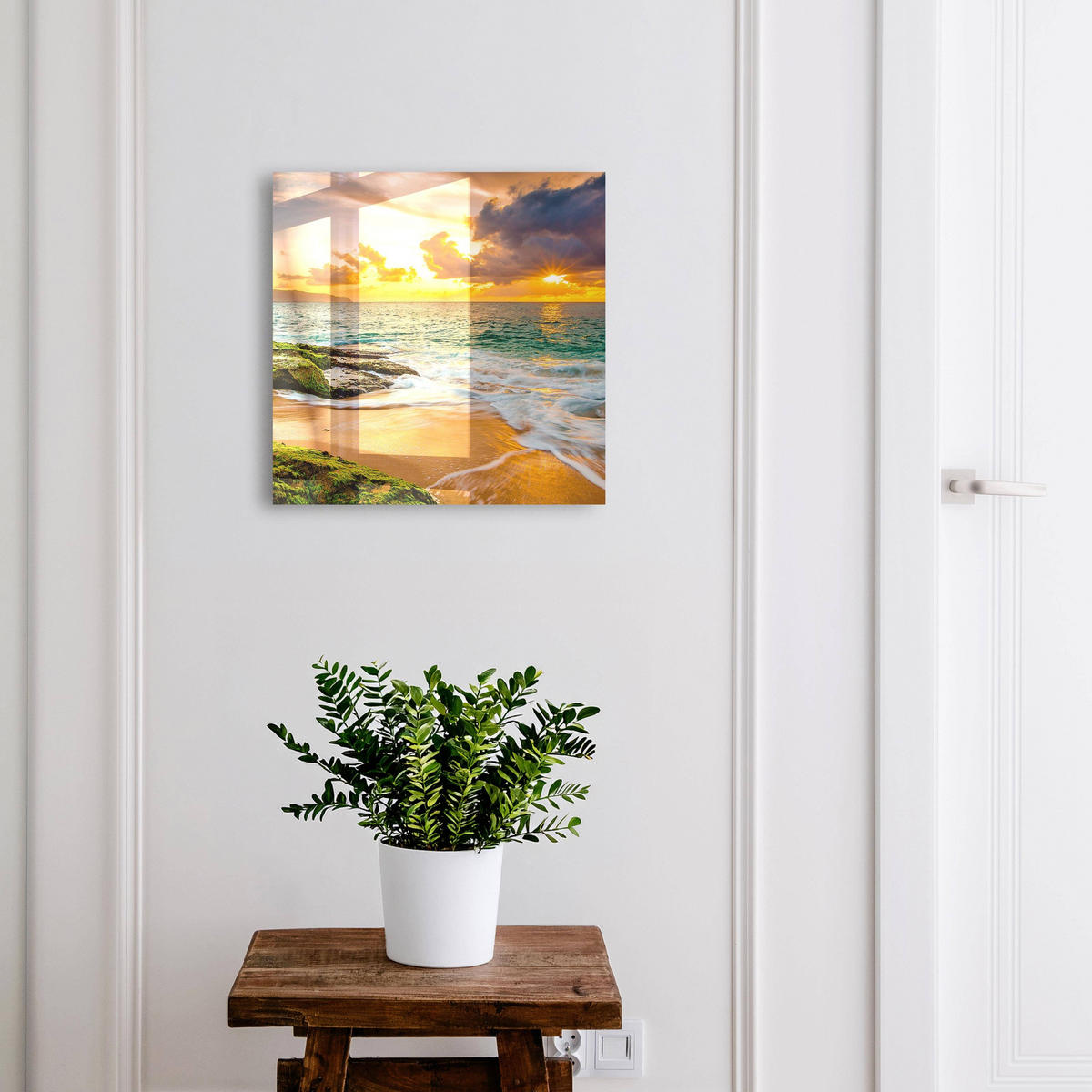 SCHLÜSSELBOX Schwarz 30x30 cm- Türöffnung nach rechts - Sonnenuntergang - Orange, Metall (30/30/5cm) - TULUP