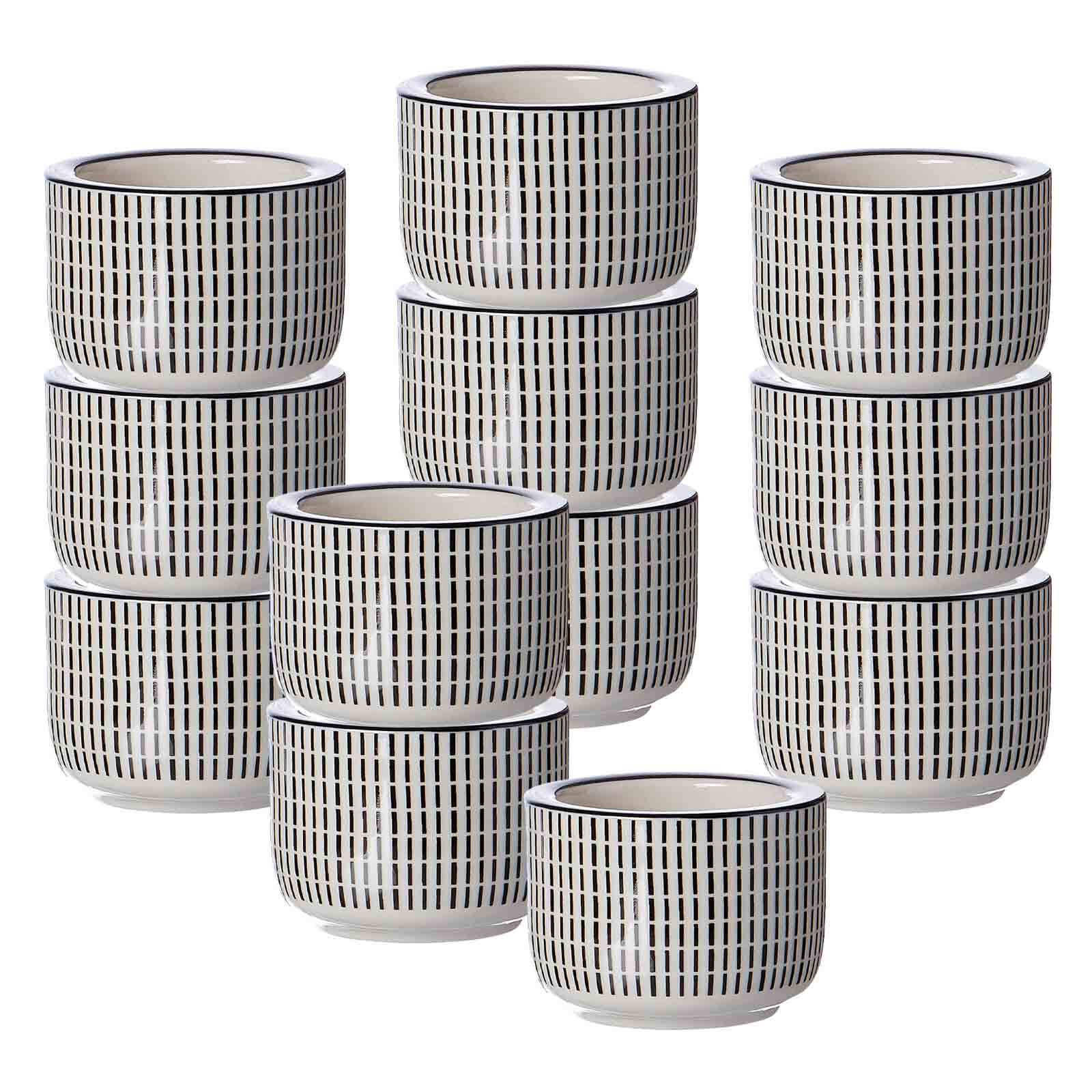 TEELICHTHALTER Takeo Stripes schwarz-weiß ø 6 cm 12er Set - Schwarz/Weiß, Keramik (4cm) - Ritzenhoff Breker
