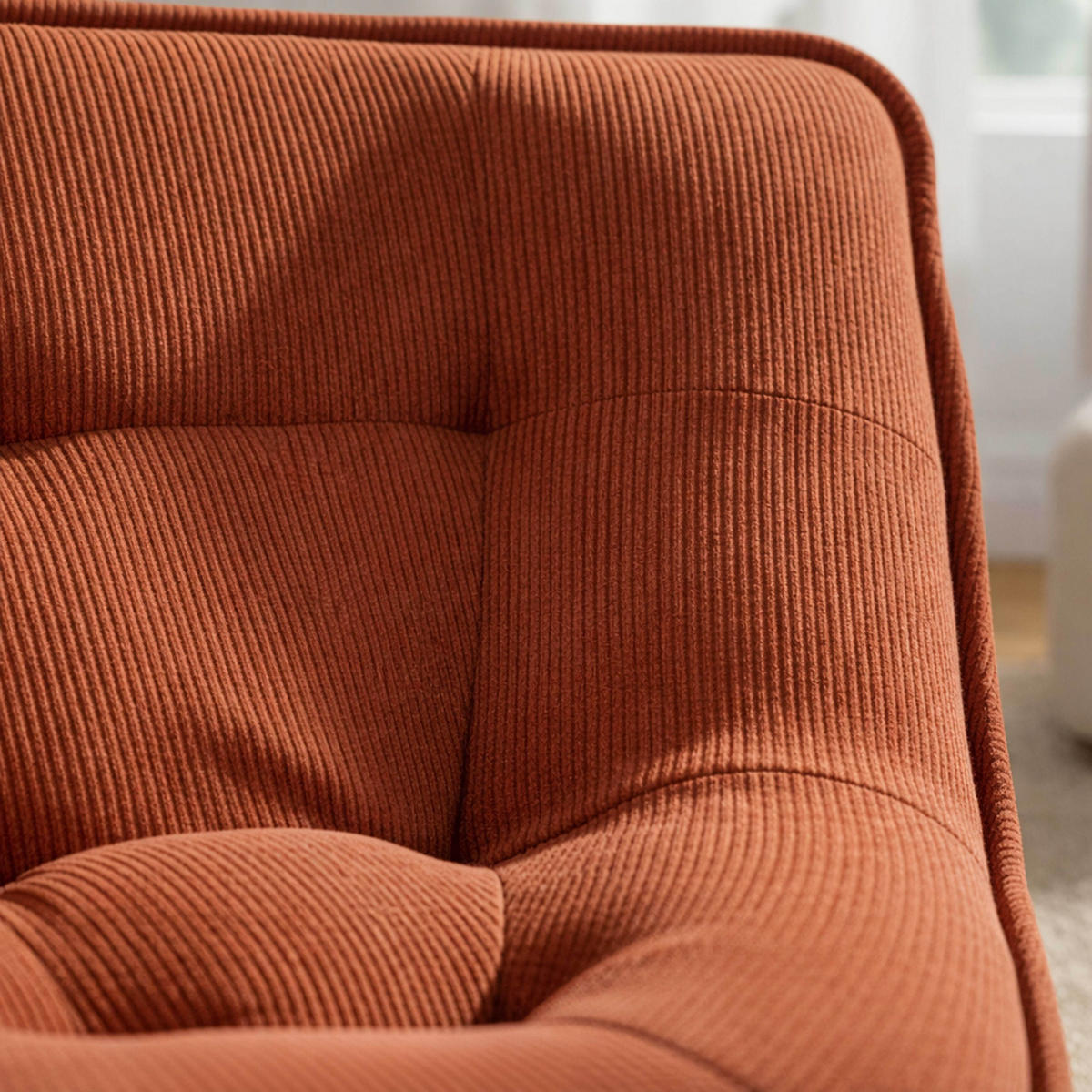 ECKSESSEL, Terrakotta - Rot, Textil (90/70/90cm) - Oviala