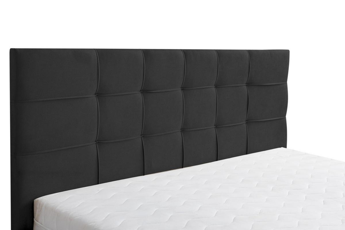 POLSTERBETT JESSA mit Kopfteil, 180 x200 cm, Doppelbett mit Bettkasten und Lattenrost aus Velourstoff, Velourstoff, Frabe: Schwarz - Schwarz, Holz/Kunststoff (180/200cm) - VENASI MÖBEL